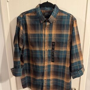 Banana Republic - Green/Teal & Brown  Plaid Button-Down Shirt Medium NWT